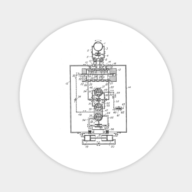 Hydraulic Steering Plant for Ships Vintage Patent Hand Drawing Magnet by TheYoungDesigns